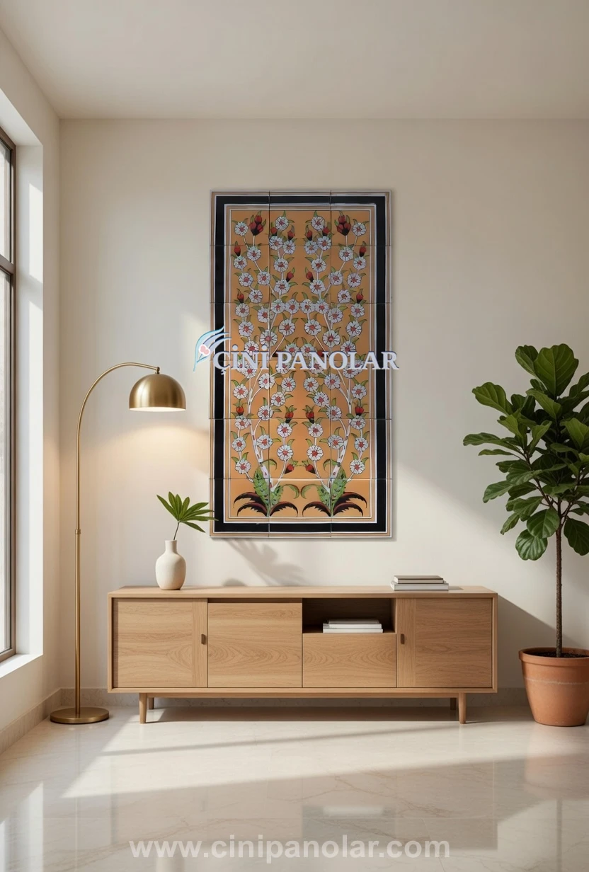 Çiçek Dalları Motifli İznik Çini Duvar Tablosu | CT11