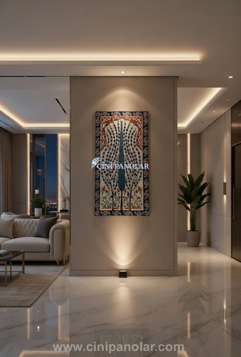Servi Ağacı Motifli İznik Çini Duvar Tablosu | CT18